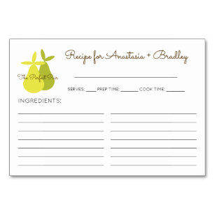 The Perfect Pair Pears Bridal Shower Recipe Cards