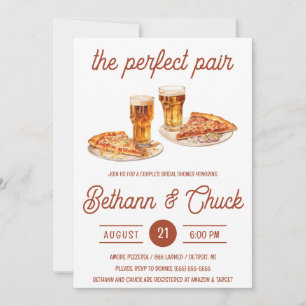 The Perfect Pair! Pizza and Beer Bridal Shower Invitation