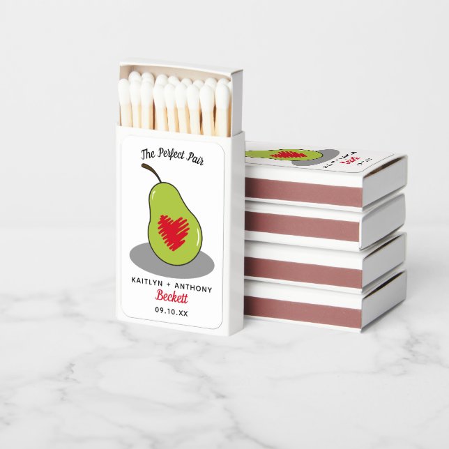 The Perfect Pair Whimsical Wedding Favors Matchboxes (Stacked)