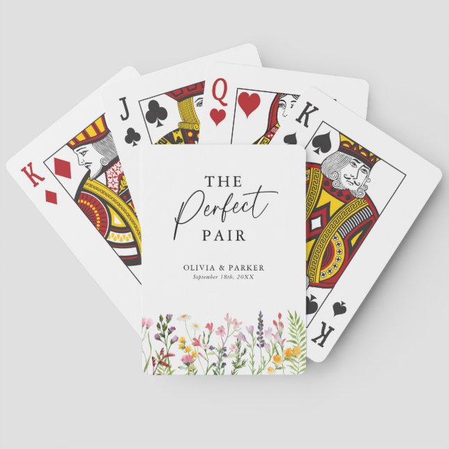 The Perfect Pair Wildflower Wedding Favor Poker Cards (Back)