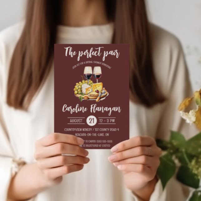 The Perfect Pair! Wine and Cheese Bridal Shower Invitation (Creator Uploaded)