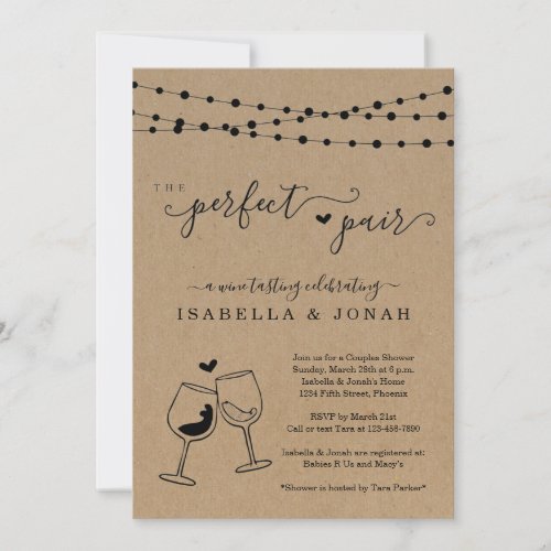The Perfect Pair Wine Tasting Couples Shower Invitation