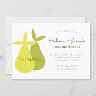 The Perfect Pair Yellow Green Pears Anniversary Invitation