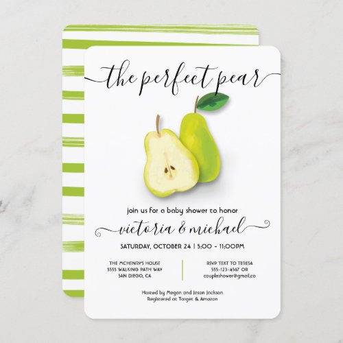 The Perfect Pear Baby Shower Invitation