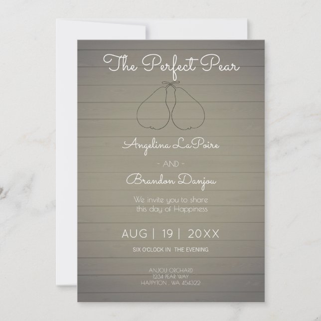 The Perfect Pear -  Orchard   theme  Wedding Invitation (Front)