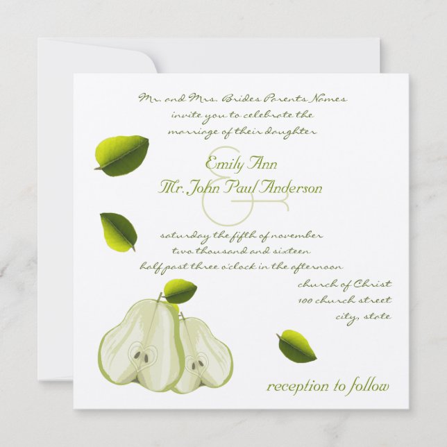 The Perfect Pear Wedding Invitation (Front)