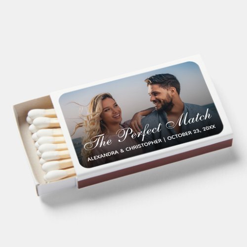 The Perfect Photo Wedding Favors White Script Matchboxes