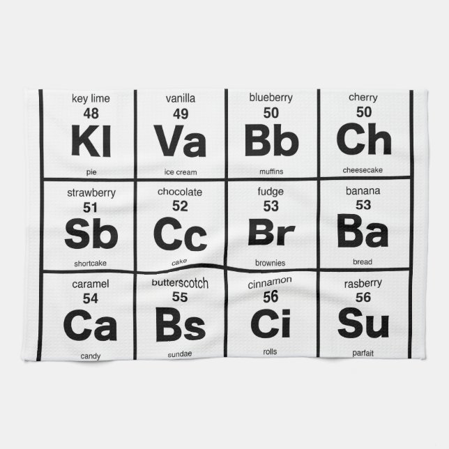 The Periodic Table of Desserts Towel (Horizontal)