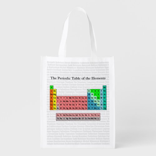 The Periodic Table of the Elements Reusable Grocery Bag