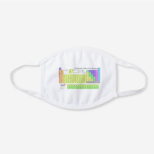 The periodic table of the elements white white cotton face mask