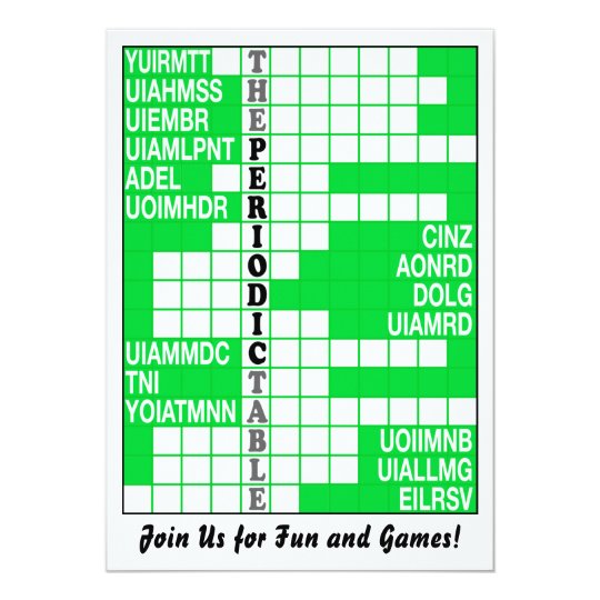 The Periodic Table Word Scramble Invite