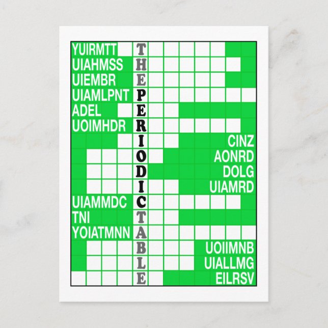 The Periodic Table Word Scramble Postcard (Front)