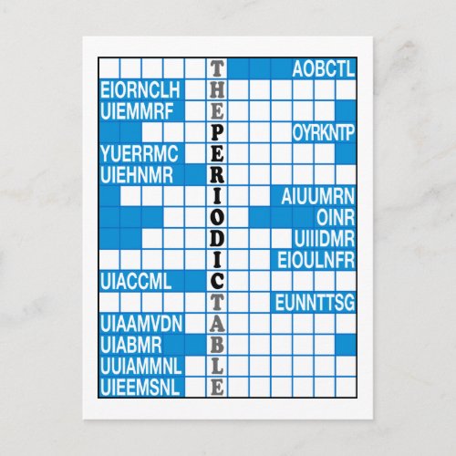 The Periodic Table Word Scramble Postcard