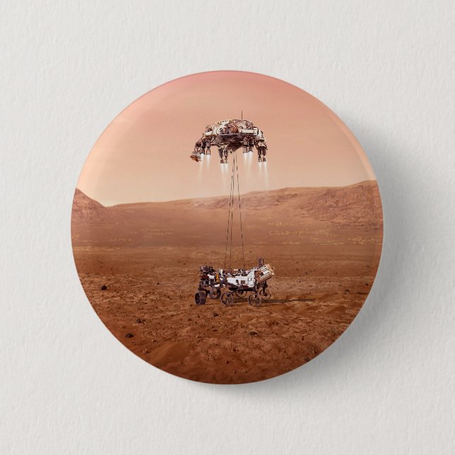 The Perseverance Rover Landing Safely On Mars. Button (Front)