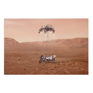The Perseverance Rover Landing Safely On Mars. Faux Canvas Print