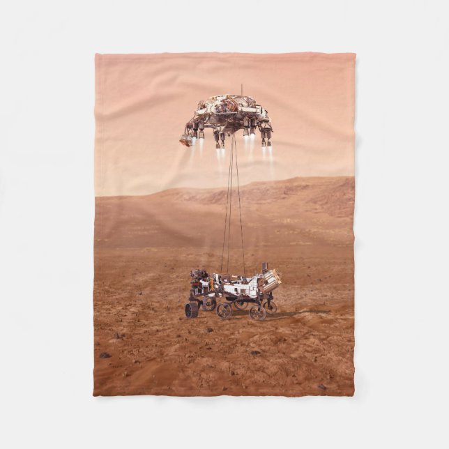 The Perseverance Rover Landing Safely On Mars. Fleece Blanket (Front)