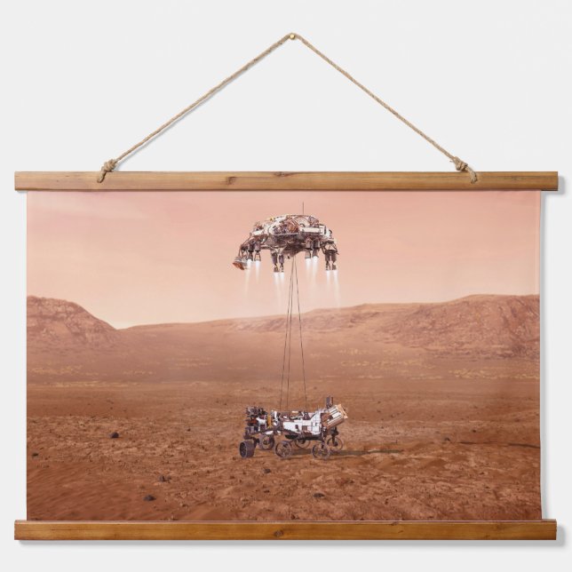 The Perseverance Rover Landing Safely On Mars. Hanging Tapestry (Front)