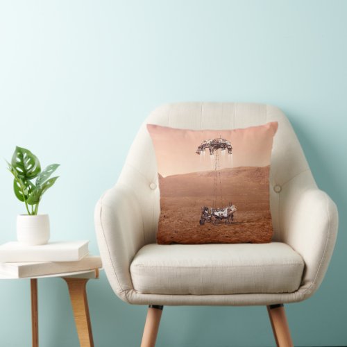 The Perseverance Rover Landing Safely On Mars Throw Pillow