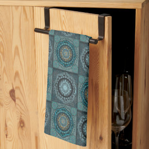 The Persian's gyrate psychedelic eyes' mandala Kitchen Towel