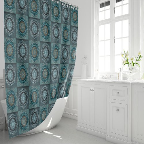The Persians gyrate psychedelic eyes mandala  Shower Curtain