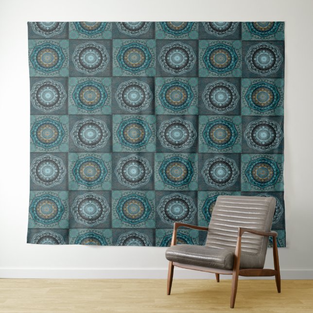 The Persian's gyrate psychedelic eyes' mandala  Tapestry (In Situ (Horizontal))
