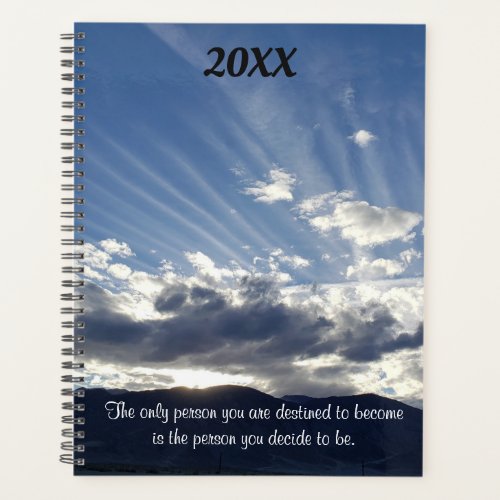  The Person You Decide to Be Striped Clouds Sunset Planner