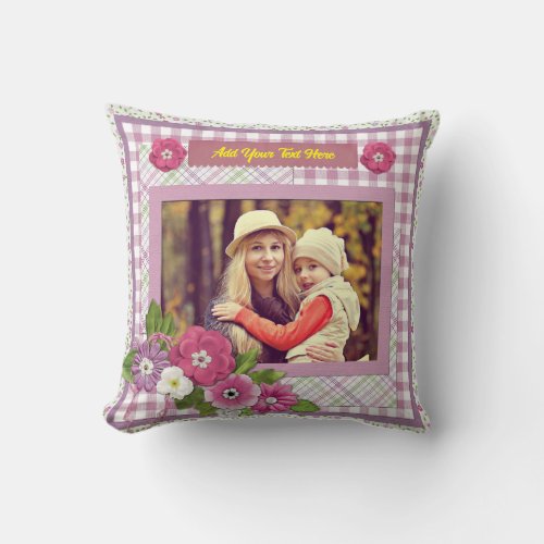 The Personalized Picture Frame with Custom Text Throw Pillow