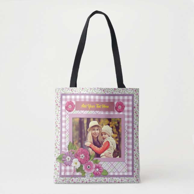 The Personalized Picture Frame with Custom Text  Tote Bag (Front)