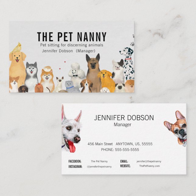 The Pet Nanny...Pet sitting Dog Business Card (Front/Back)