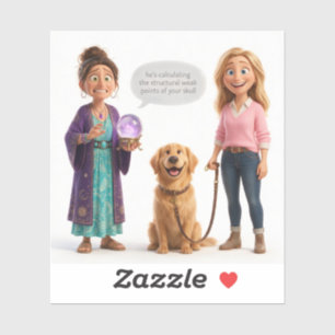 The Pet Psychic Funny Cartoon Vinyl Sticker