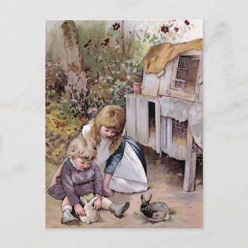 The Pet Rabbit Vintage Postcard