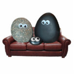 The Pet Rock Family 2 Keychain<br><div class="desc">Acrylic photo sculpture keychain of the Pet Rock family relaxing on their 70s-style leather couch. The pet rock was a huge 70s fad and this keychain is a fun favor for you 70s party. See matching acrylic photo sculpture pin, magnet, ornament and sculpture. See the entire Disco 70s Keychain collection...</div>