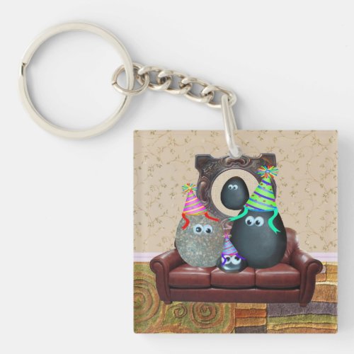 The Pet Rock Family Keychain