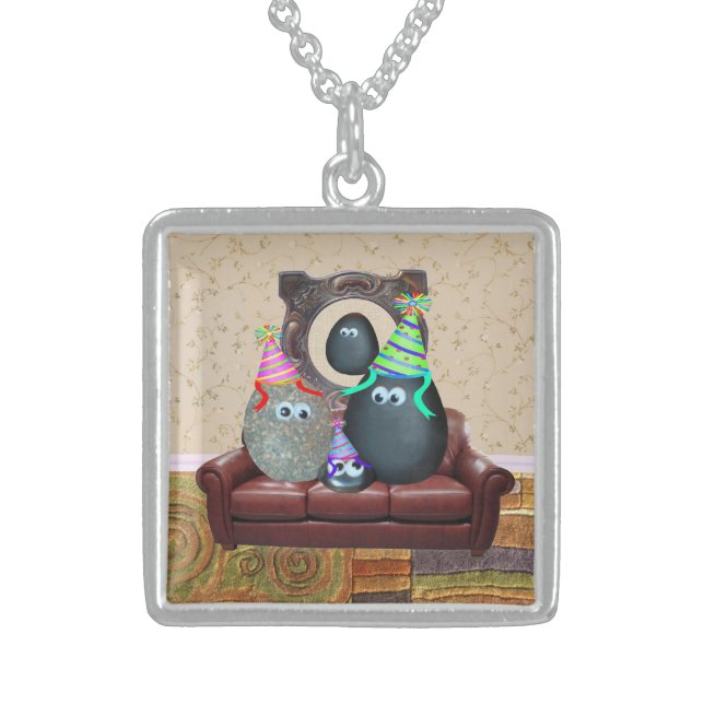 The Pet Rock Family Sterling Silver Necklace (Front)
