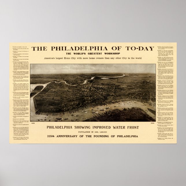 The Philadelphia of Today - 1908 Poster (Front)