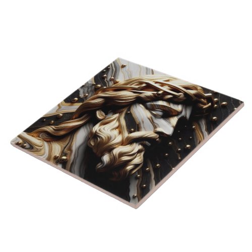 The Philosopher A Portrait of Wisdom and Strength Ceramic Tile