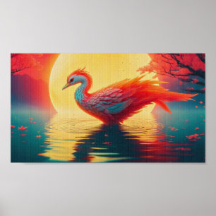 The Phoenix Recharging in Moonlight Poster