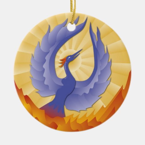 The Phoenix Rising from the Ashes Ceramic Ornament
