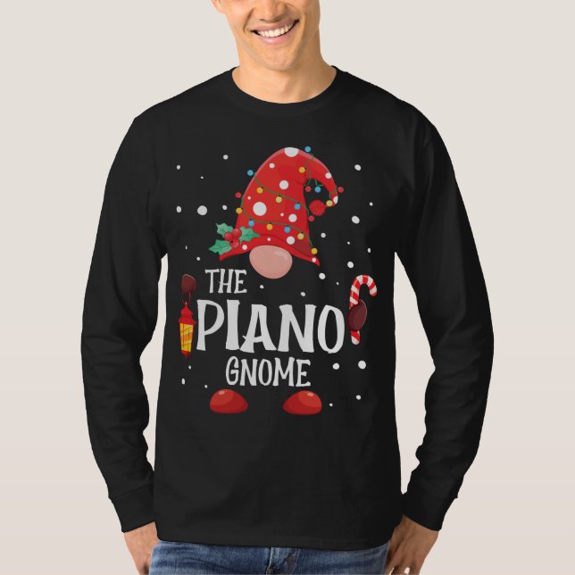 The Piano Gnome Matching Family Christmas Gnome Pa T-Shirt (Front)