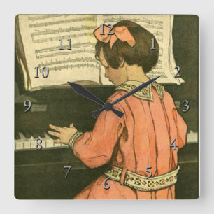 The Piano Lesson Square Wall Clock