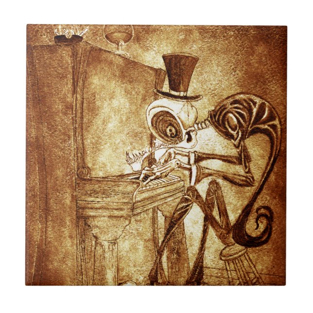 the piano player ceramic tile (Front)
