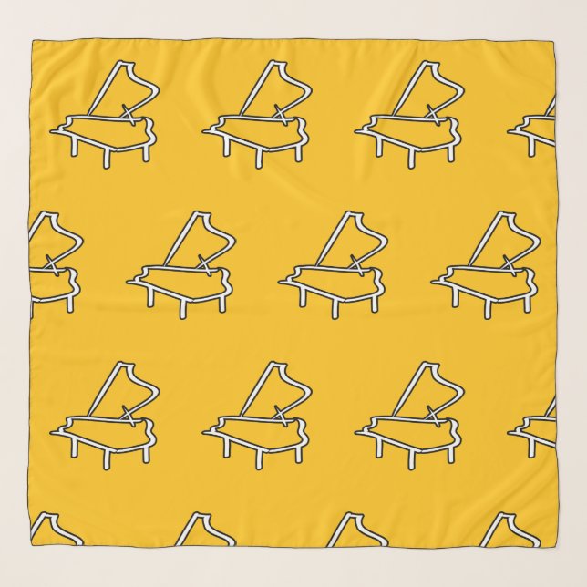 The Piano Repeat Fashion Accessory Yellow  Scarf (Front)