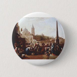 The Piazza del Popolo in Rome by Johannes Lingelba Button