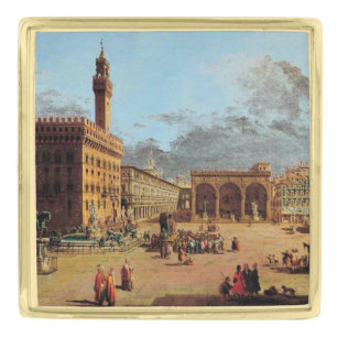The Piazza della Signoria in Florence  Gold Finish Lapel Pin
