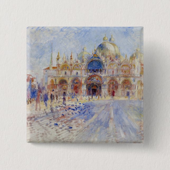 The Piazza San Marco, Venice, 1881 (oil on canvas) Button (Front)