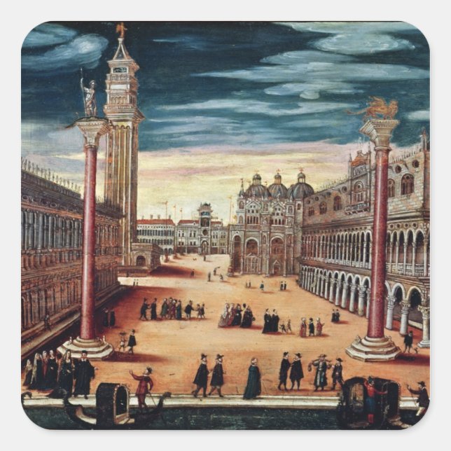 The Piazzetta di San Marco, Venice Square Sticker (Front)