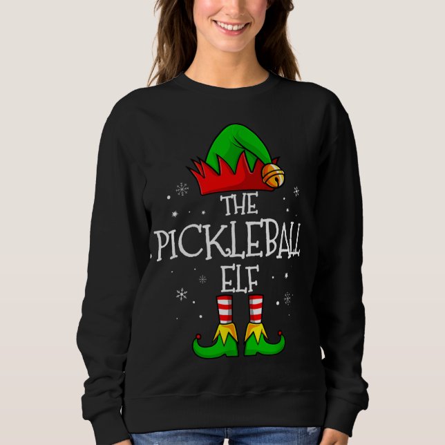 The Pickleball Elf Group Matching Family Christmas Sweatshirt (Front)