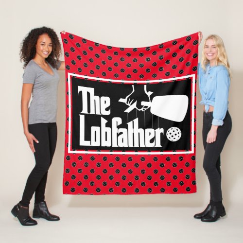 The Pickleball Lobfather Movie Black Red and White Fleece Blanket