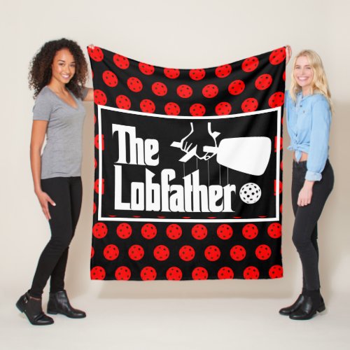 The Pickleball Lobfather Movie Red Black and White Fleece Blanket