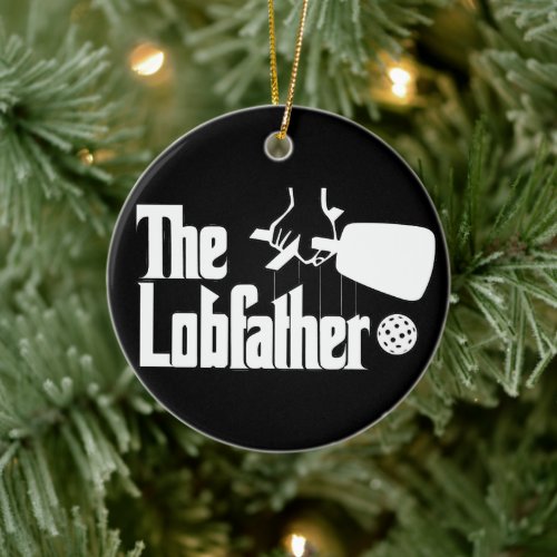 The Pickleball Lobfather Movie White on Black Ceramic Ornament